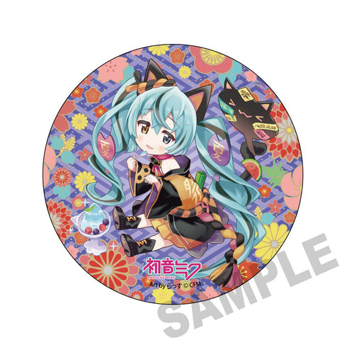 『初音ミク×招き猫』メガ缶バッジスタンド 初音ミク黒猫 Art by らっす
